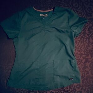Grey’s Anatomy Signature Dark Green Color Scrub Top Women’s Size Large